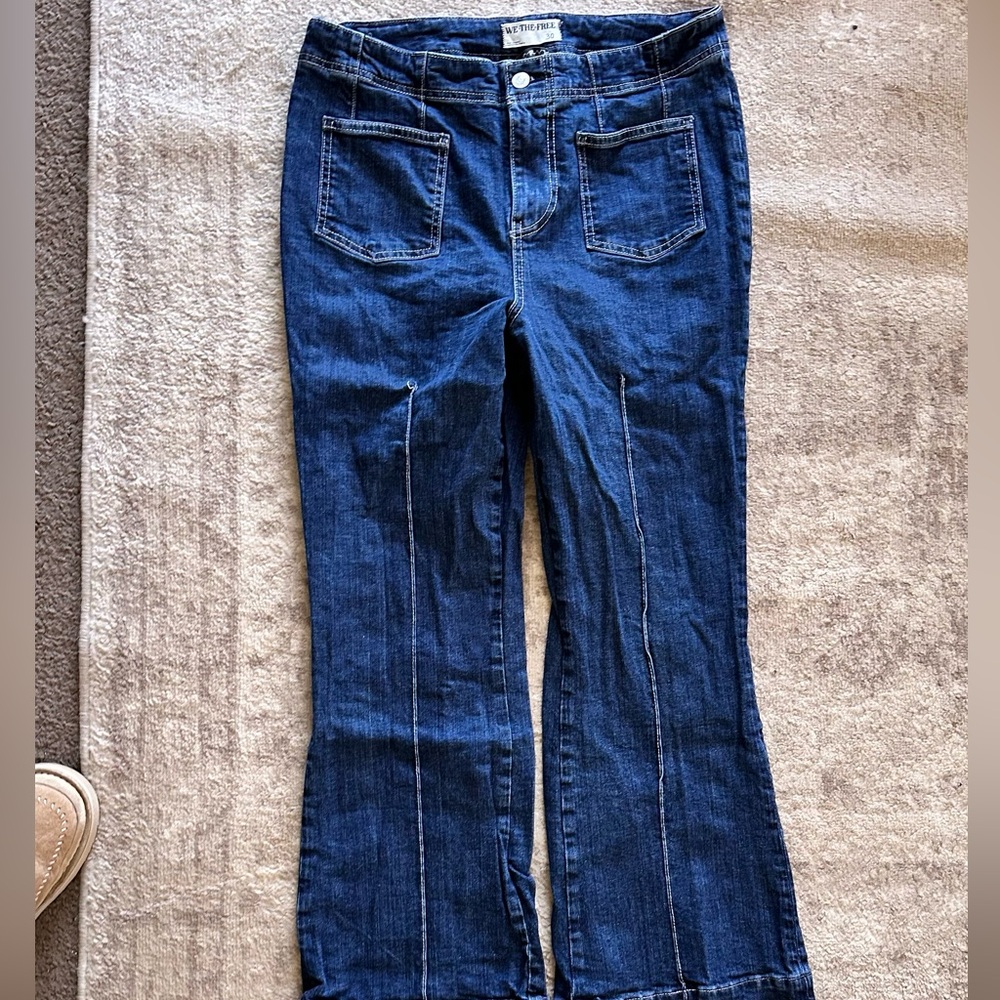 We The Free Blue Flare Cropped flare Leg Jeans